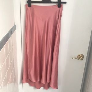 Dusty rose  Zara satin skirt size 6.  MIDI length